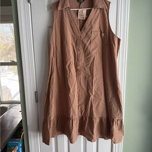 BloomChic Tan Collared Button-Down Dress